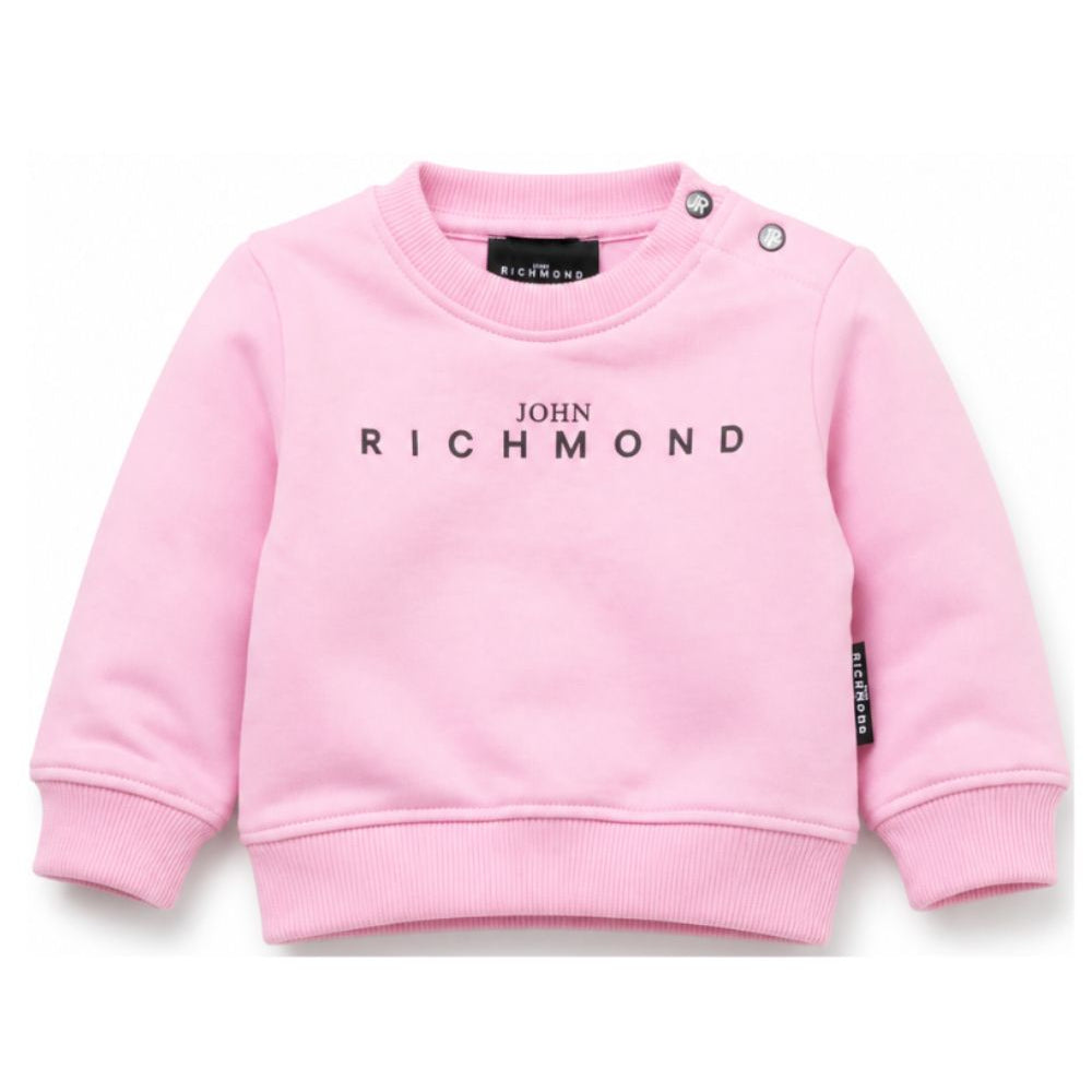 Felpa per neonata John Richmond Kids rosa con dettaglio logo sul davanti RIA26023FE PINK BEGONIA JOHN RICHMOND KIDS