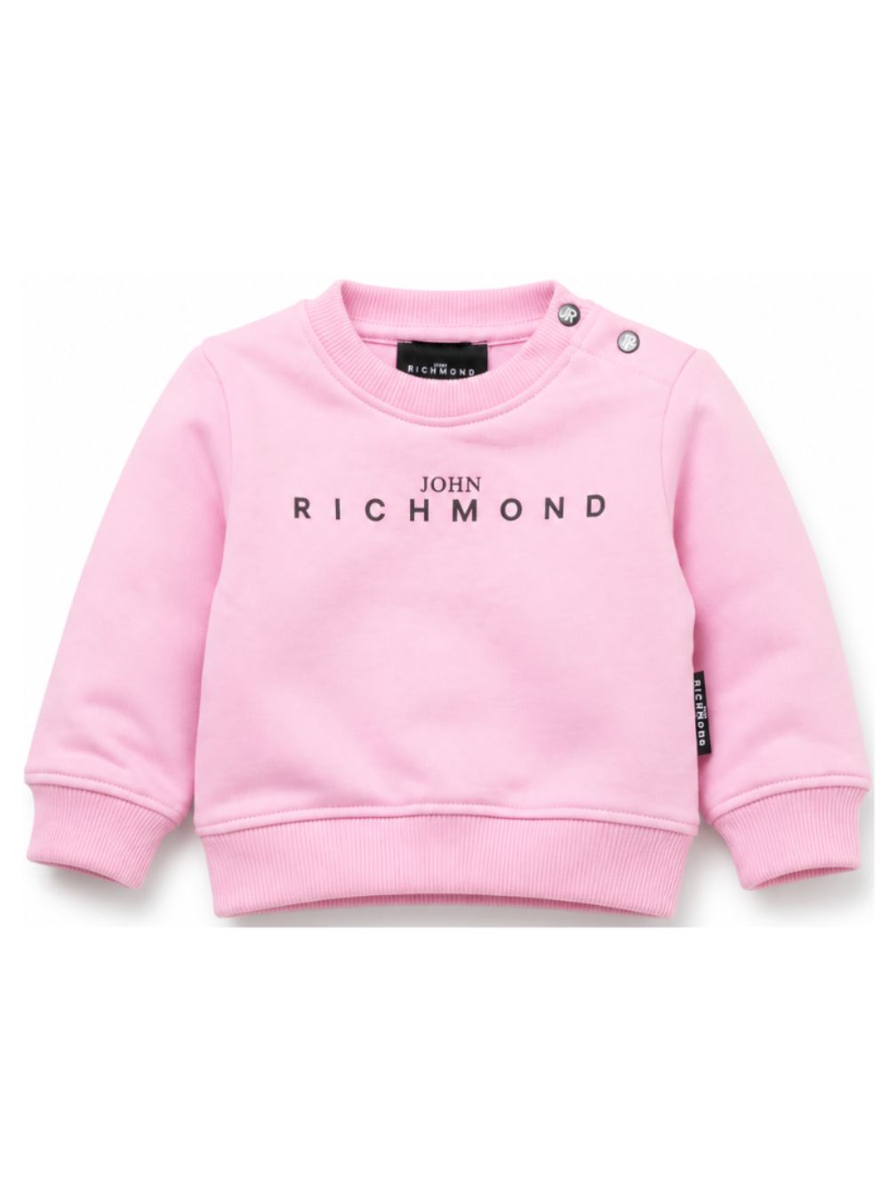 Felpa per neonata John Richmond Kids rosa con dettaglio logo sul davanti RIA26023FE PINK BEGONIA JOHN RICHMOND KIDS
