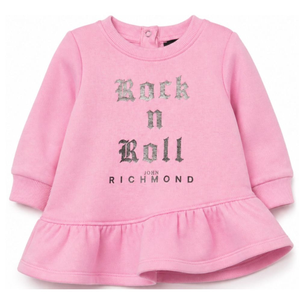 Abito per neonata John Richmond Kids rosa con dettaglio con volant RIA26100VE PINK BEGONIA JOHN RICHMOND KIDS