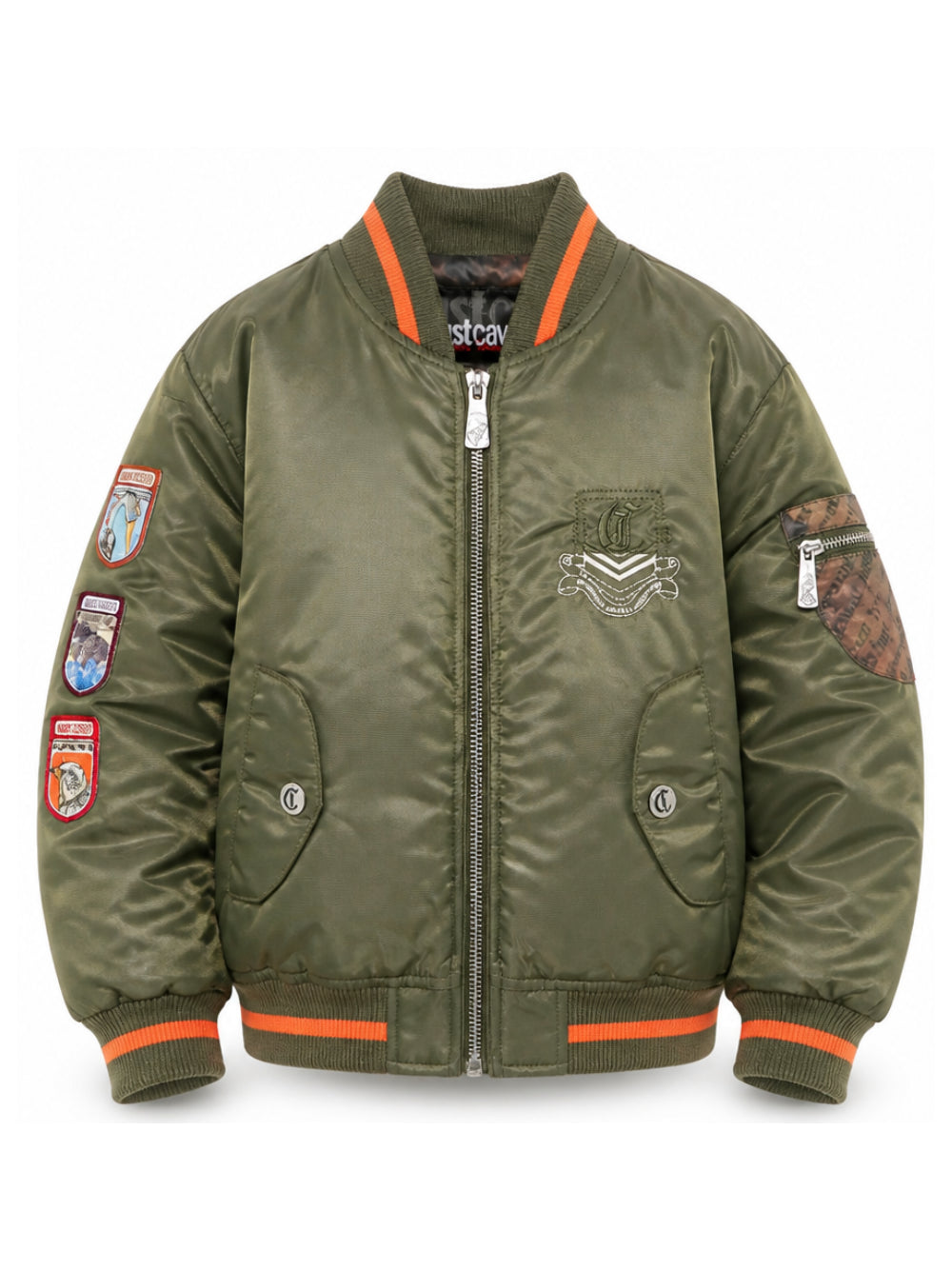 Bomber per bambino Just Cavalli Kids verde con applicazione sulla manica JBA26037GB CYPRESS JUST CAVALLI KIDS