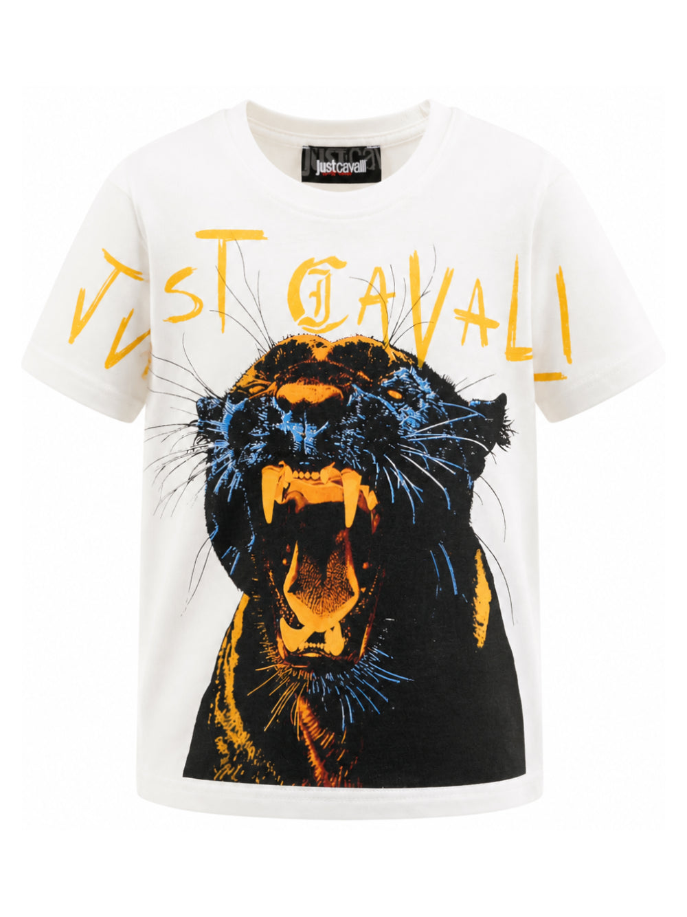 T-shirt per bambino Just Cavalli Kids bianca con stampa pantera JBA26130TS MARSHMALLOW JUST CAVALLI KIDS