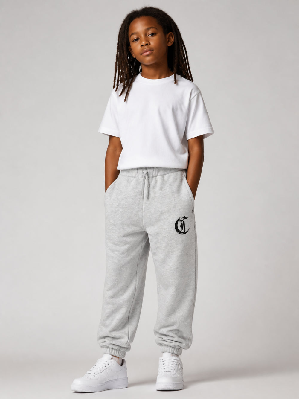 Pantatuta per bambino Just Cavalli Kids grigia con stampa logo JBA26162PA GREY MELANGE JUST CAVALLI KIDS