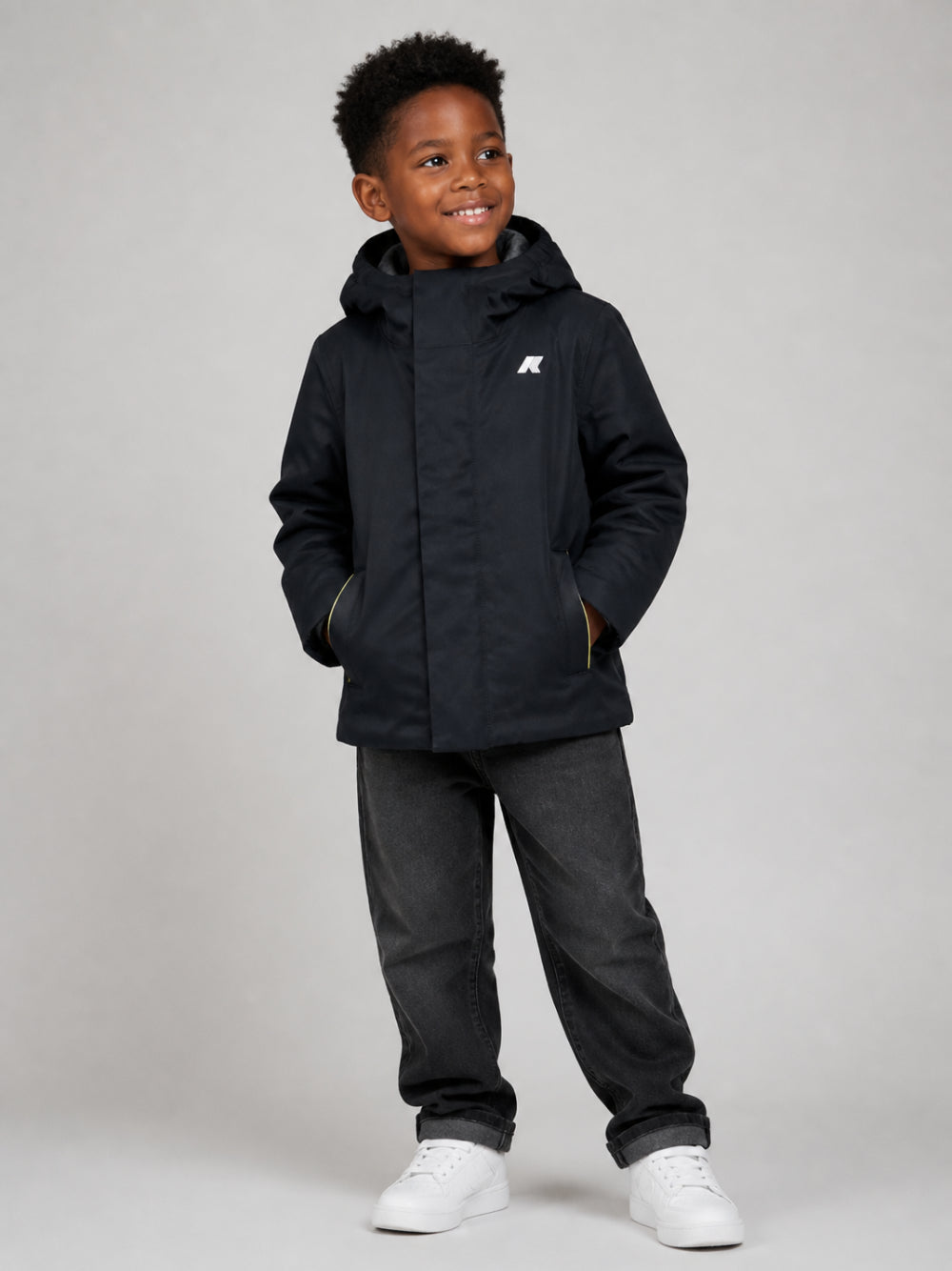 Giubbino P. Jacko Twill Marmotta per bambino K Way Kids blu con logo applicato K1128FW AL9 K-WAY KIDS