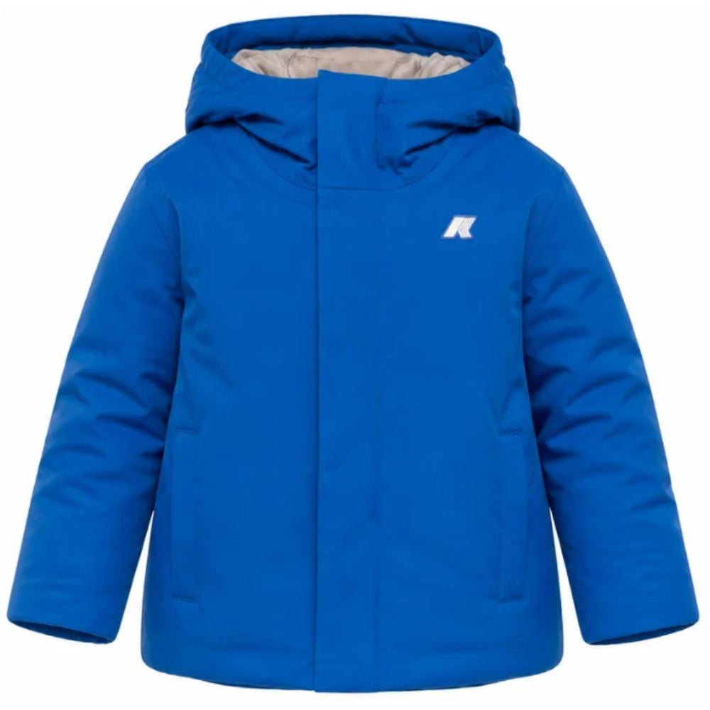 Giubbino P. Jacko Twill Marmotta per bambino K Way Kids blu con logo applicato K1128FW DC0 K-WAY KIDS