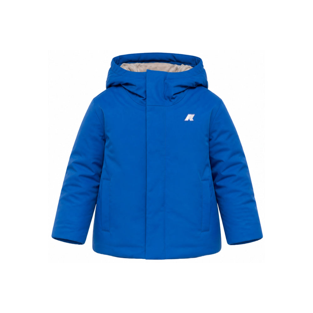 Giubbino P. Jacko Twill Marmotta per bambino K Way Kids blu con logo applicato K1128FW DC0 K-WAY KIDS