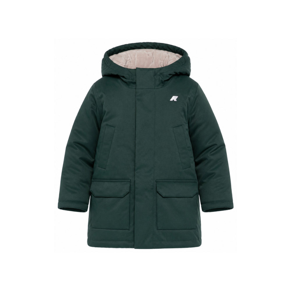 Giubbino P. Jacko Marmotta per bambino K Way Kids verde con due tasche applicate K1128HW DAA K-WAY KIDS