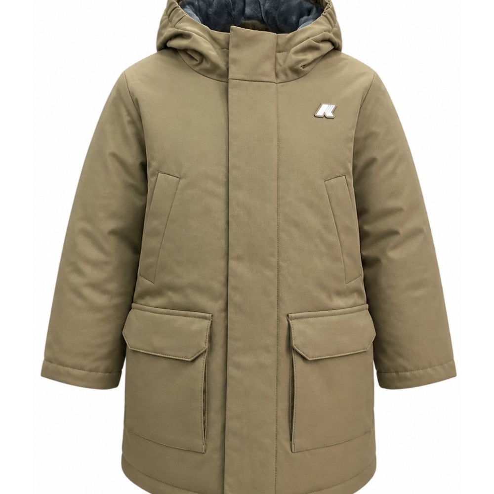 Giubbino P. Jarko Twill Marmotta per bambino K-Way Kids verde con logo in silicone bianco K1128HW DC2 K-WAY KIDS