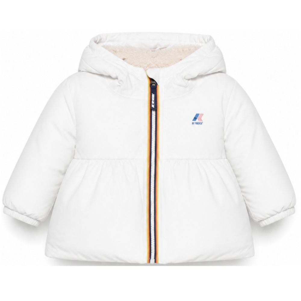 Giacca per neonati K Way Kids bianca con cappuccio e logo K2134VW 490 K-WAY KIDS