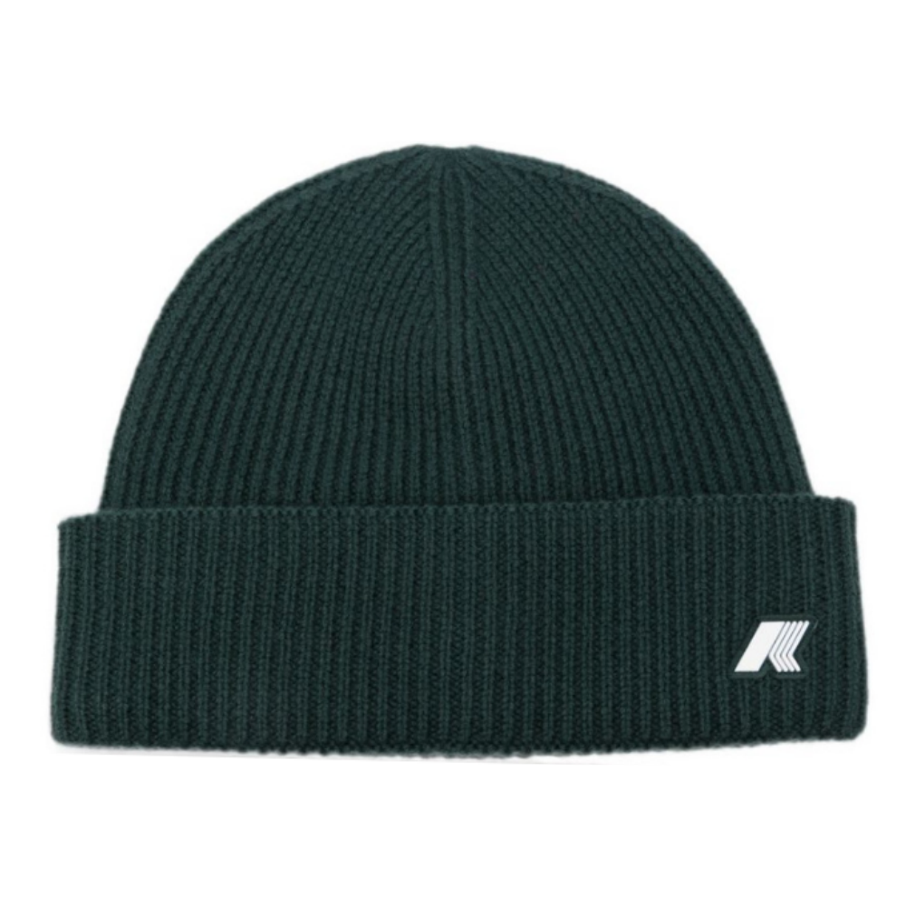 Berretto per bambino K-Way Kids verde scuro con patch con logo K31358W 228 K-WAY KIDS