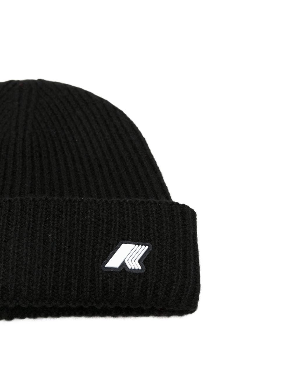 Berretto per bambino K Way Kids nero a coste con applicazione logo K31358W USY K-WAY KIDS