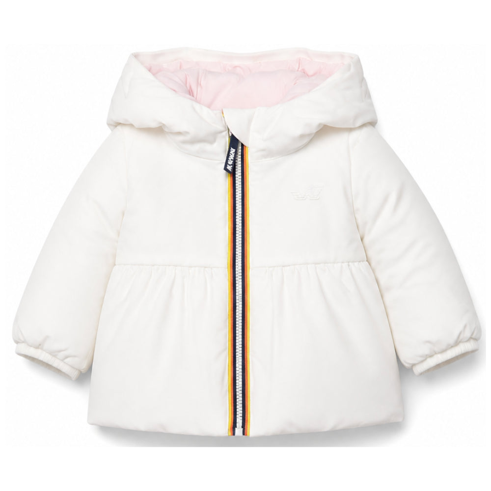 Giacca per neonati K Way Kids bianca con cappuccio e logo K3148WW D14 K-WAY KIDS