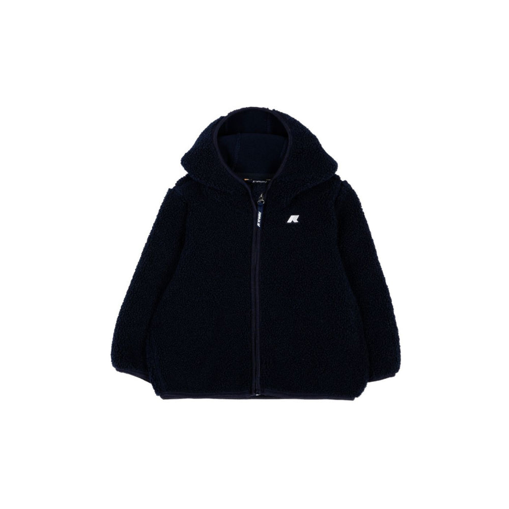 Giubbino per neonato K-Way Kids blu scuro con cappuccio con finta pelliccia K41478W K89 K-WAY KIDS