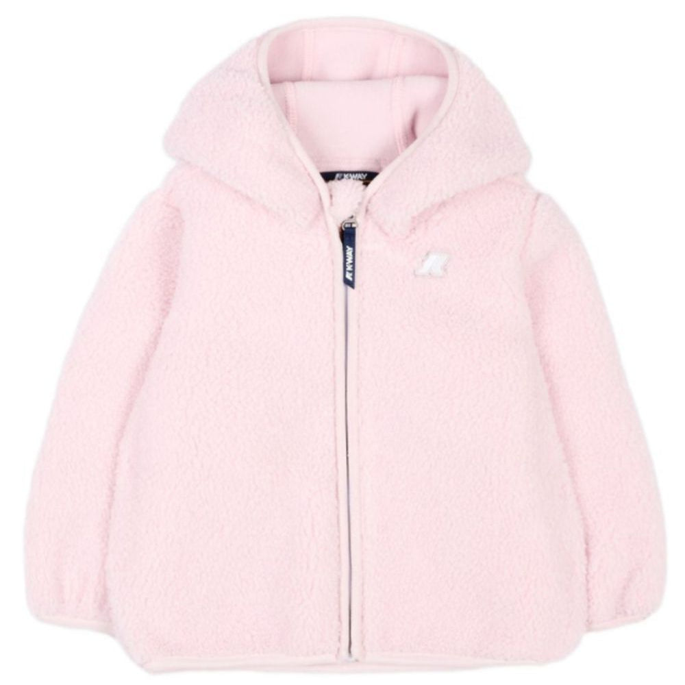 Giubbino per neonata K-Way Kids rosa con cappuccio con finta pelliccia K41478W W4U K-WAY KIDS