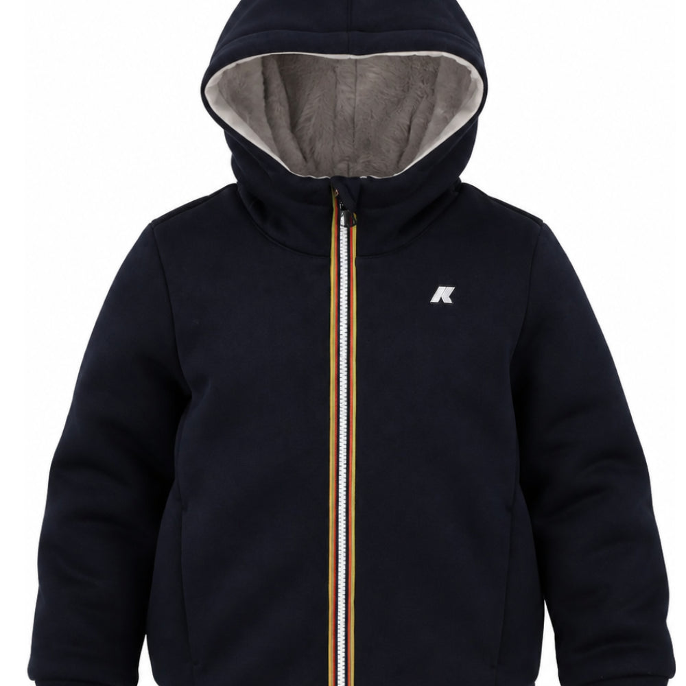 Giacca per bambina K Way Kids nero P. Deva reversibile con cappuccio K5134NW DBT K-WAY KIDS