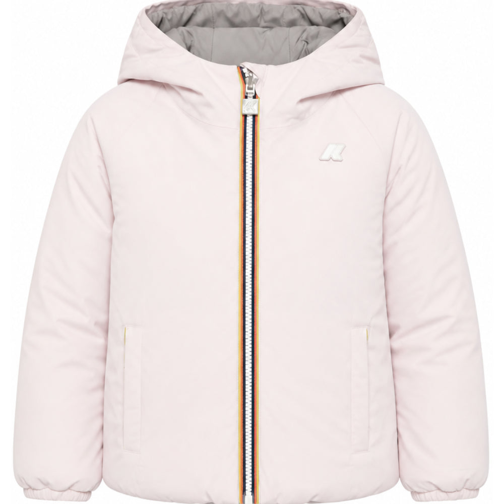 Impermeabile per bambina K Way Kids rosa con cappuccio e logo K71339W DA4 K-WAY KIDS
