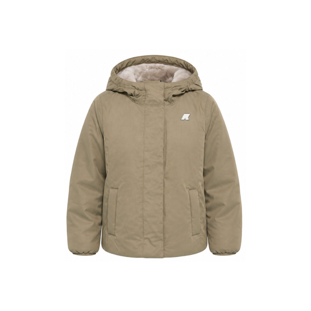 Giacca unisex bambino K-Way Kids beige con toppa logo K7136ZW DC9 K-WAY KIDS