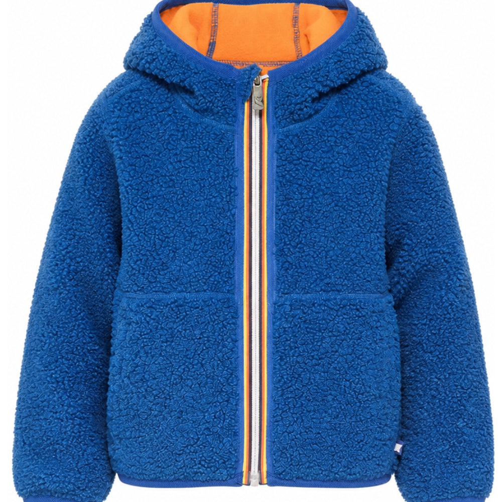 Giacca in pile per bambino K Way Kids blu con cappuccio K8136WW DAL K-WAY KIDS