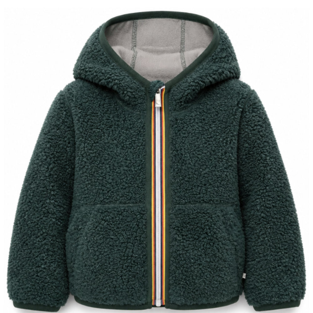 Giubbino per bambini K-WAY Kids verde con tessuto in pile K8136WW DAM K-WAY KIDS