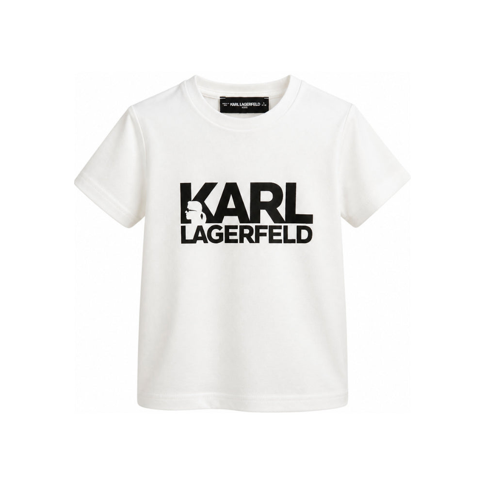T-shirt Mini Me per bambini Karl Lagerfeld Kids bianca con stampa logo sul davanti Z31098 10P KARL LAGERFELD KIDS