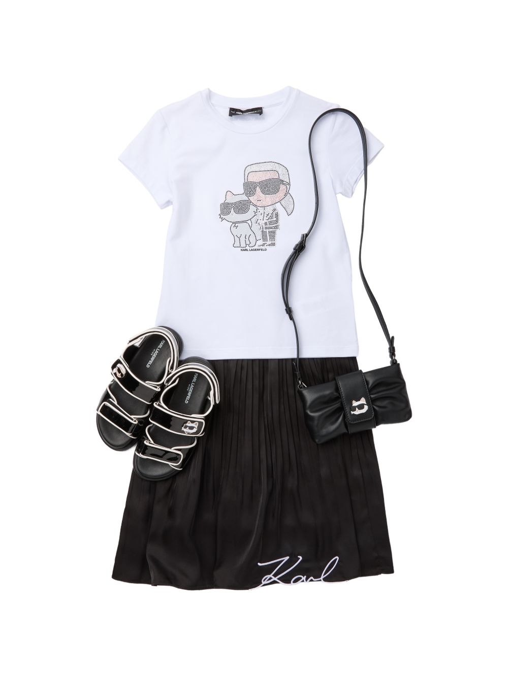 T-shirt per bambina Karl Lagerfeld Kids bianco con dettaglio logo Z31158 10P KARL LAGERFELD KIDS