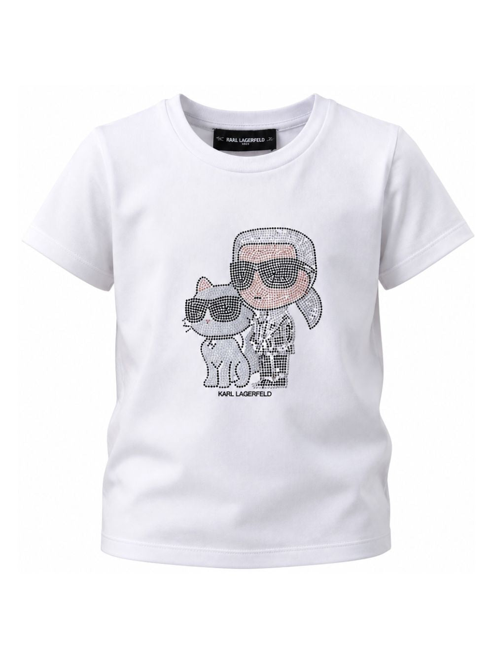 T-shirt per bambina Karl Lagerfeld Kids bianco con dettaglio logo Z31158 10P KARL LAGERFELD KIDS