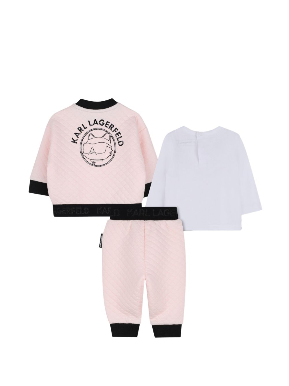 Set tre pezzi per neonata Karl Lagerfeld Kids rosa con logo sul davanti Z31278 46M KARL LAGERFELD KIDS