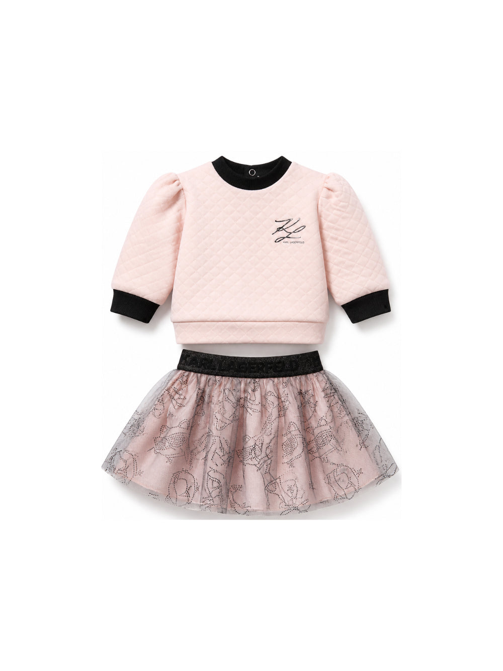 Set felpa e gonna per neonata Karl Lagerfeld Kids rosa con stampa Choupette Z31281 M94 KARL LAGERFELD KIDS