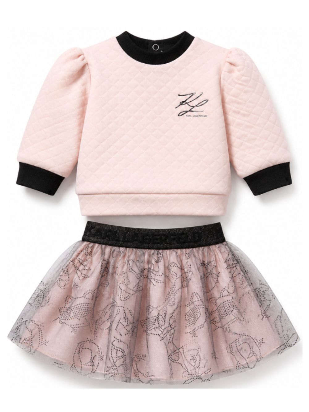Set felpa e gonna per neonata Karl Lagerfeld Kids rosa con stampa Choupette Z31281 M94 KARL LAGERFELD KIDS