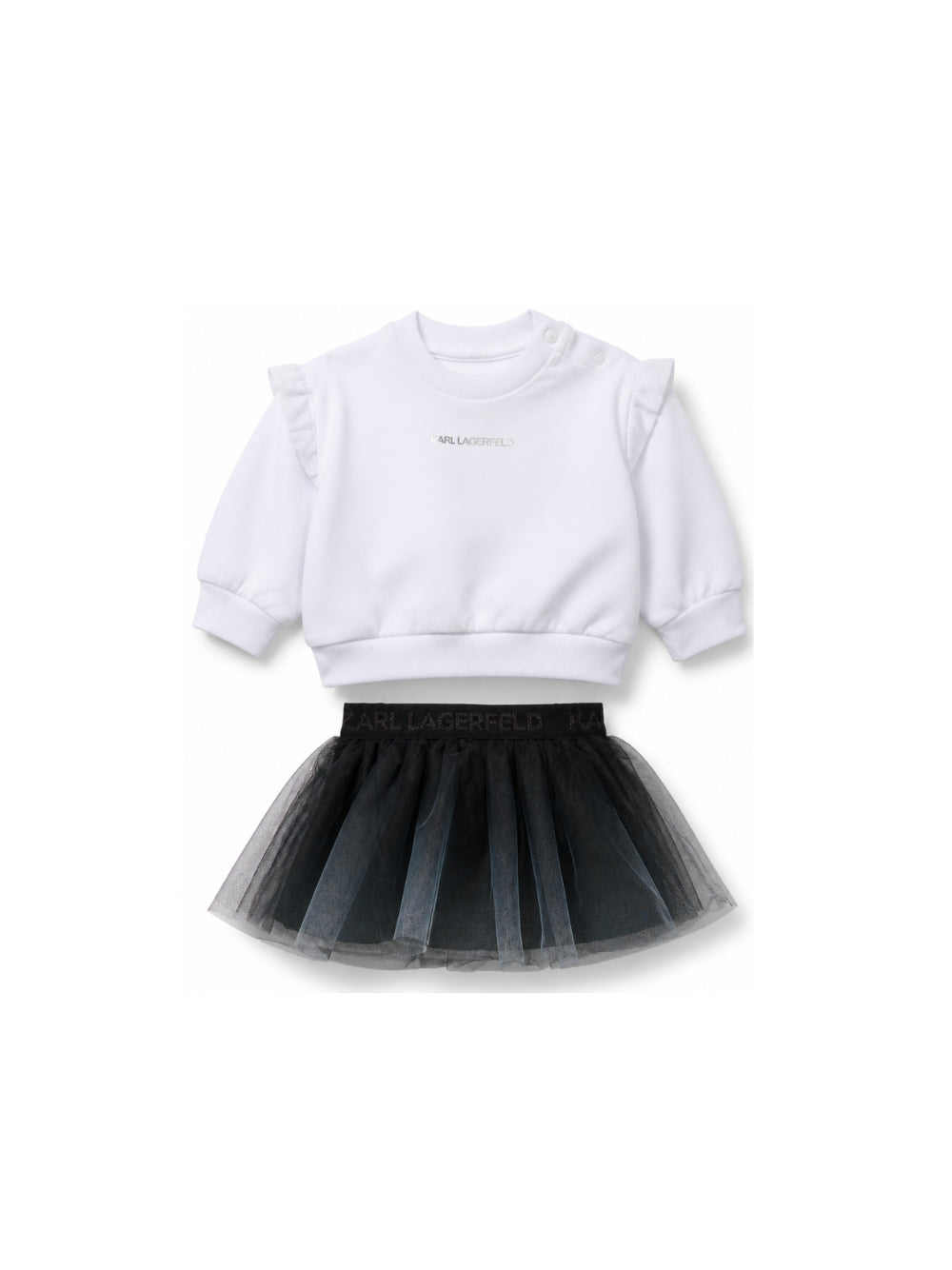 Set felpa e gonna per neonata Karl Lagerfeld Kids bianco e nero con strato in tulle Z31294 10P KARL LAGERFELD KIDS