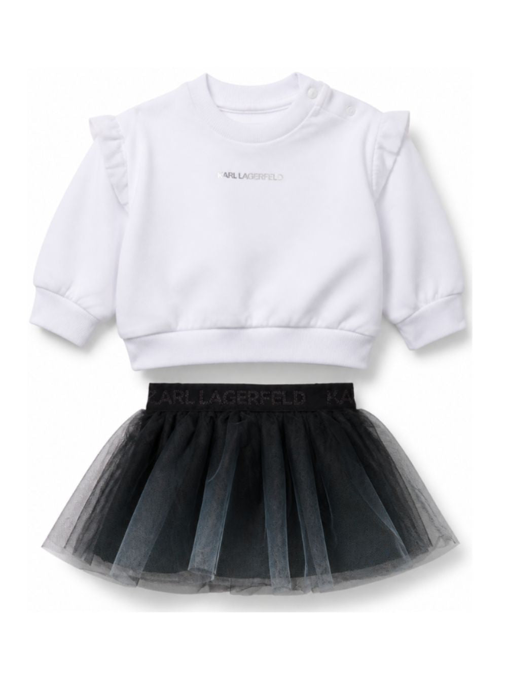 Set felpa e gonna per neonata Karl Lagerfeld Kids bianco e nero con strato in tulle Z31294 10P KARL LAGERFELD KIDS