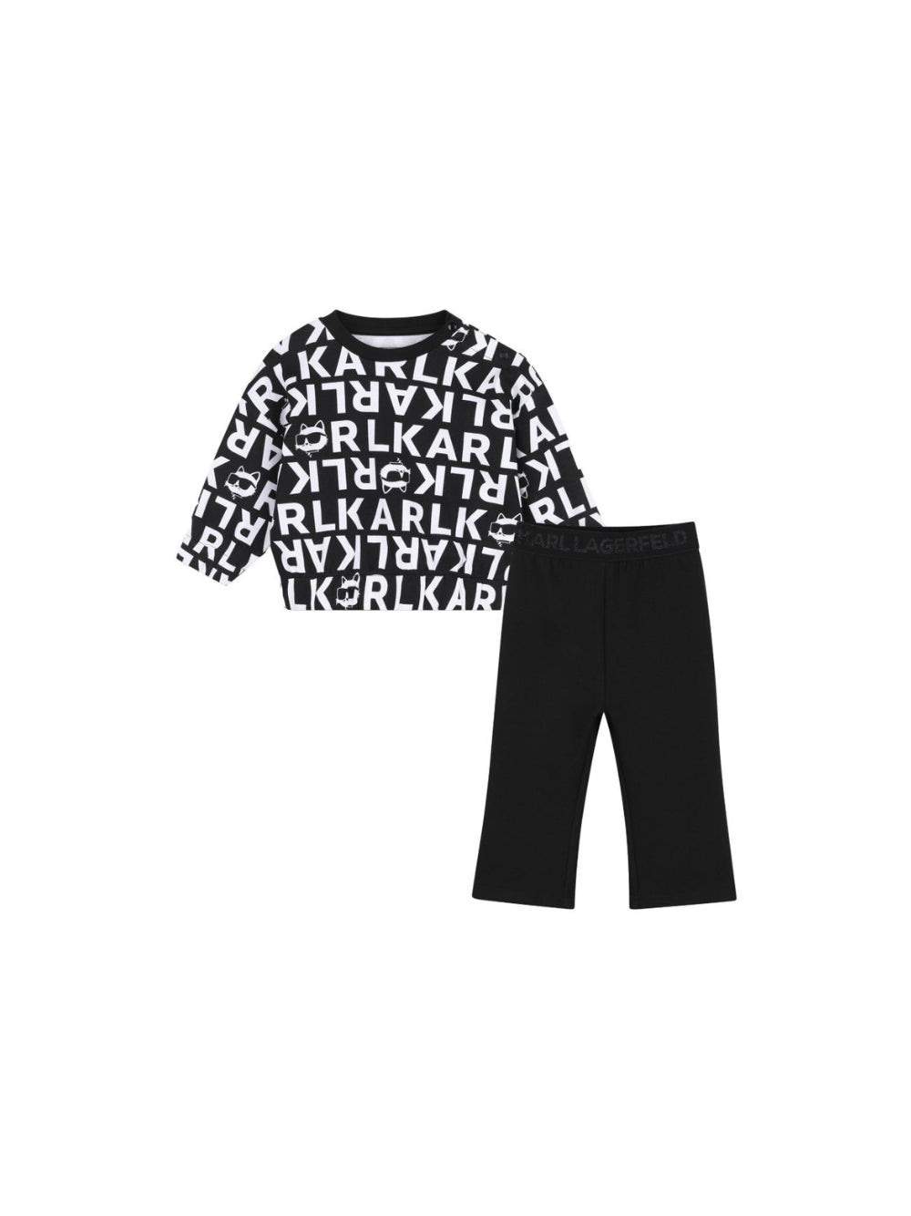 Set tuta sportiva per neonata Karl Lagerfeld Kids nero con stampa logo all-over Z31296 09B KARL LAGERFELD KIDS