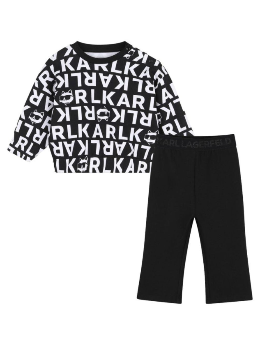 Set tuta sportiva per neonata Karl Lagerfeld Kids nero con stampa logo all-over Z31296 09B KARL LAGERFELD KIDS
