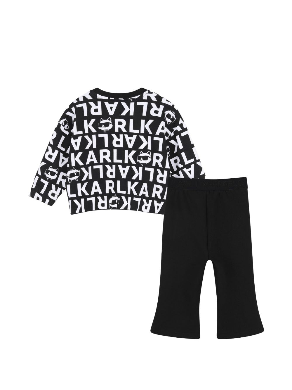 Set tuta sportiva per neonata Karl Lagerfeld Kids nero con stampa logo all-over Z31296 09B KARL LAGERFELD KIDS