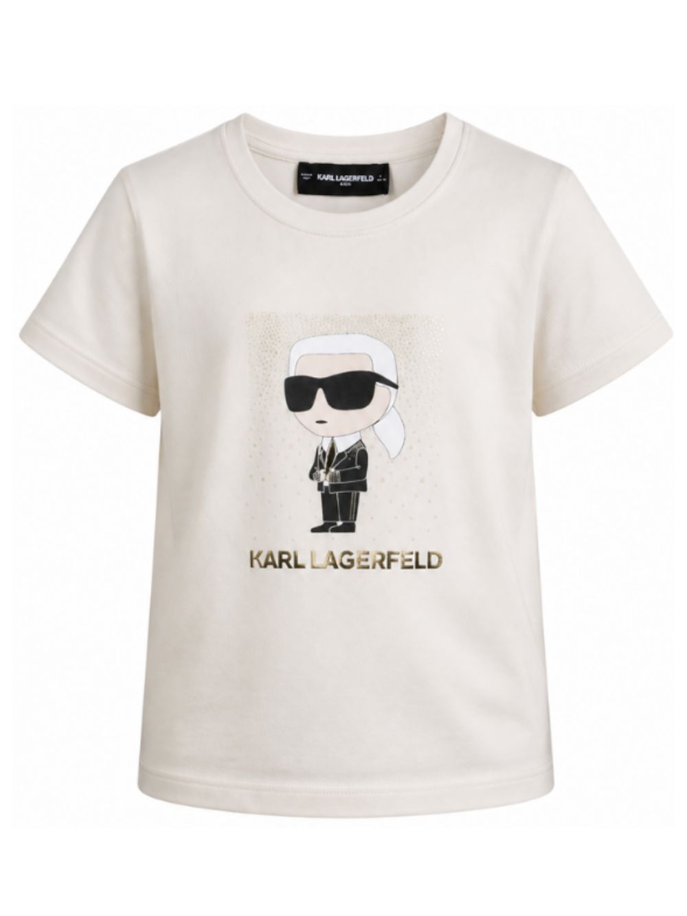 T-shirt per bambino Karl Lagerfeld Kids beige con stampa grafica Z31308 182 KARL LAGERFELD KIDS