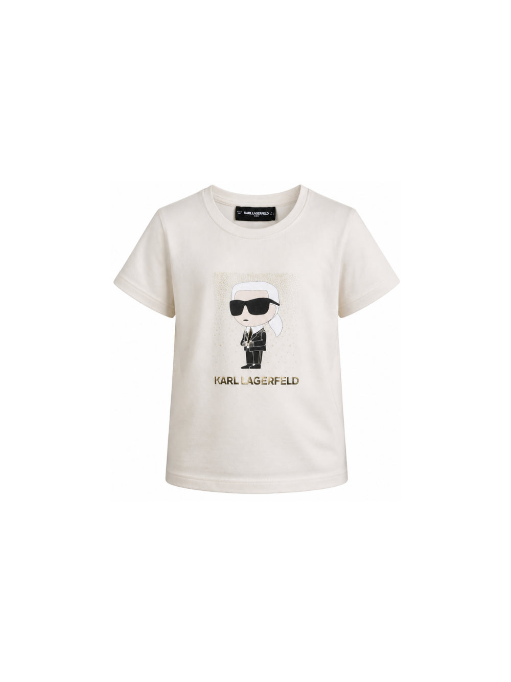 T-shirt per bambino Karl Lagerfeld Kids beige con stampa grafica Z31308 182 KARL LAGERFELD KIDS