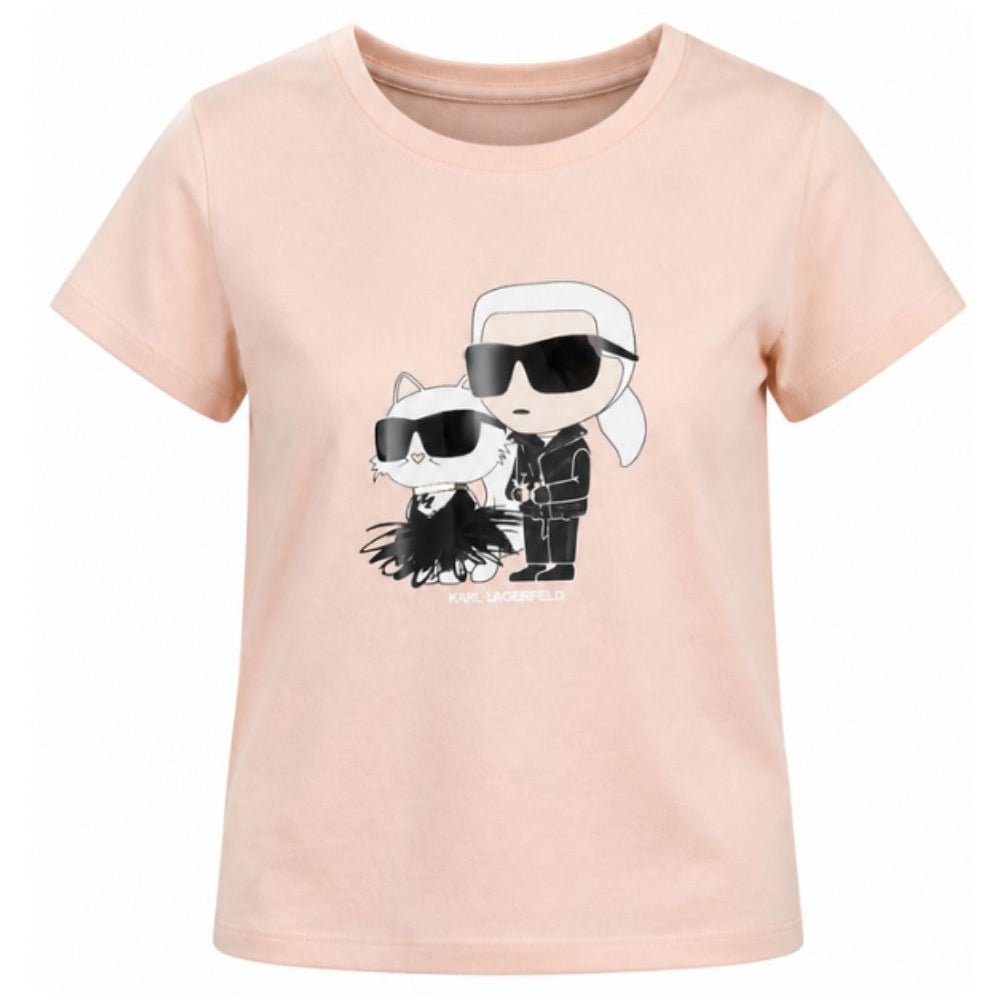 T-shirt per bambina Karl Lagerfeld Kids rosa con stampa grafica Z31308 471 KARL LAGERFELD KIDS