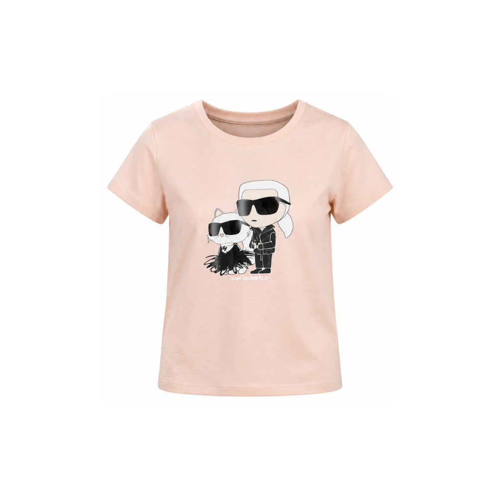 T-shirt per bambina Karl Lagerfeld Kids rosa con stampa grafica Z31308 471 KARL LAGERFELD KIDS