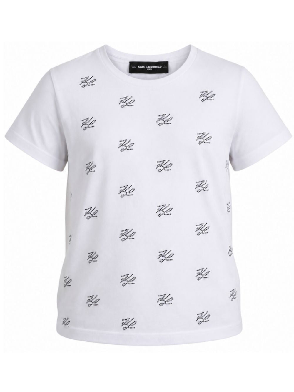 T-shirt per bambina Karl Lagerfeld Kids bianca con dettaglio logo Z31312 10P KARL LAGERFELD KIDS