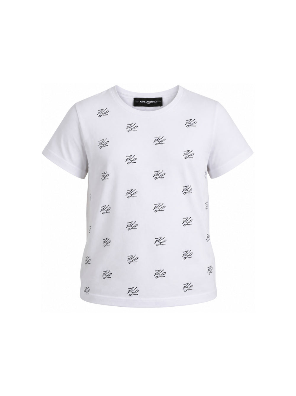 T-shirt per bambina Karl Lagerfeld Kids bianca con dettaglio logo Z31312 10P KARL LAGERFELD KIDS