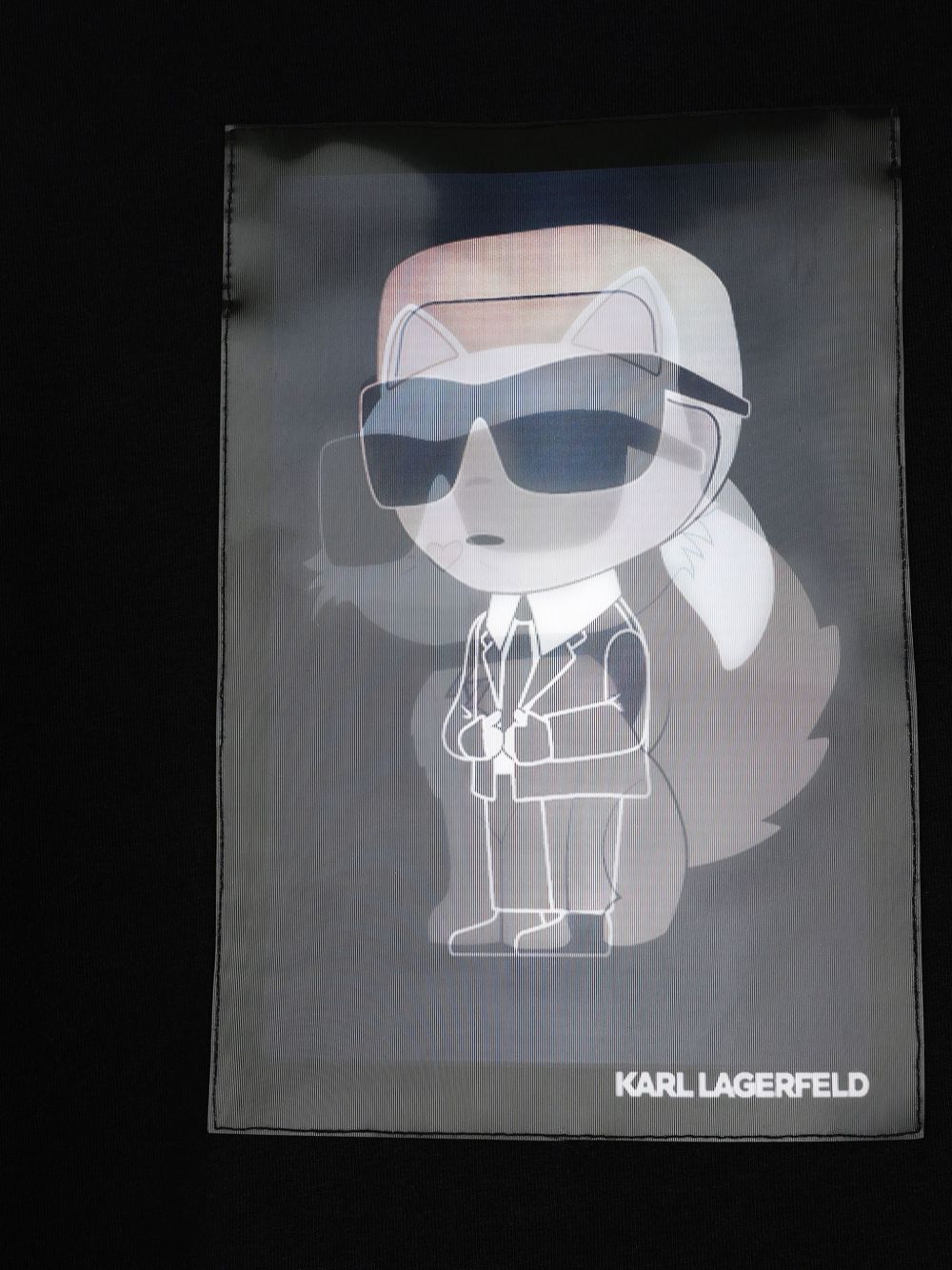 T-shirt per bambini Karl Lagerfeld Kids nera con stampa grafica Z31314 09B KARL LAGERFELD KIDS