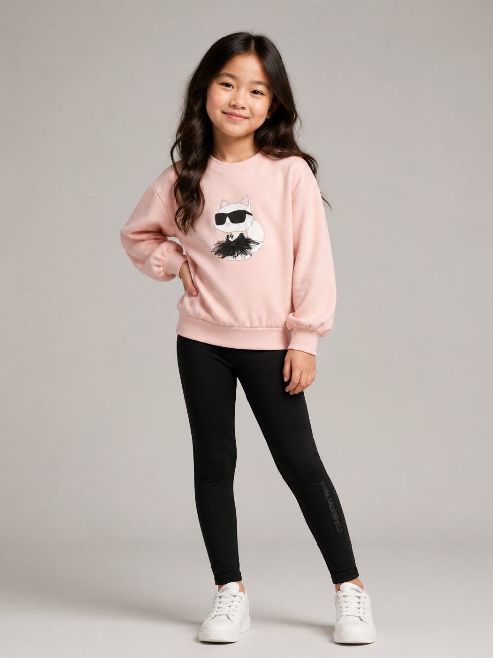 Leggins per bambina Karl Lagerfeld Kids neri con design elasticizzato Z31317 09B KARL LAGERFELD KIDS