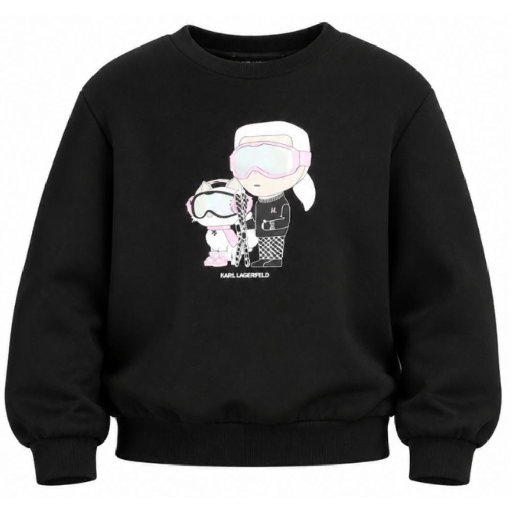 Felpa per bambina Karl Lagerfeld Kids nera con stampa grafica Z31318 09B KARL LAGERFELD KIDS