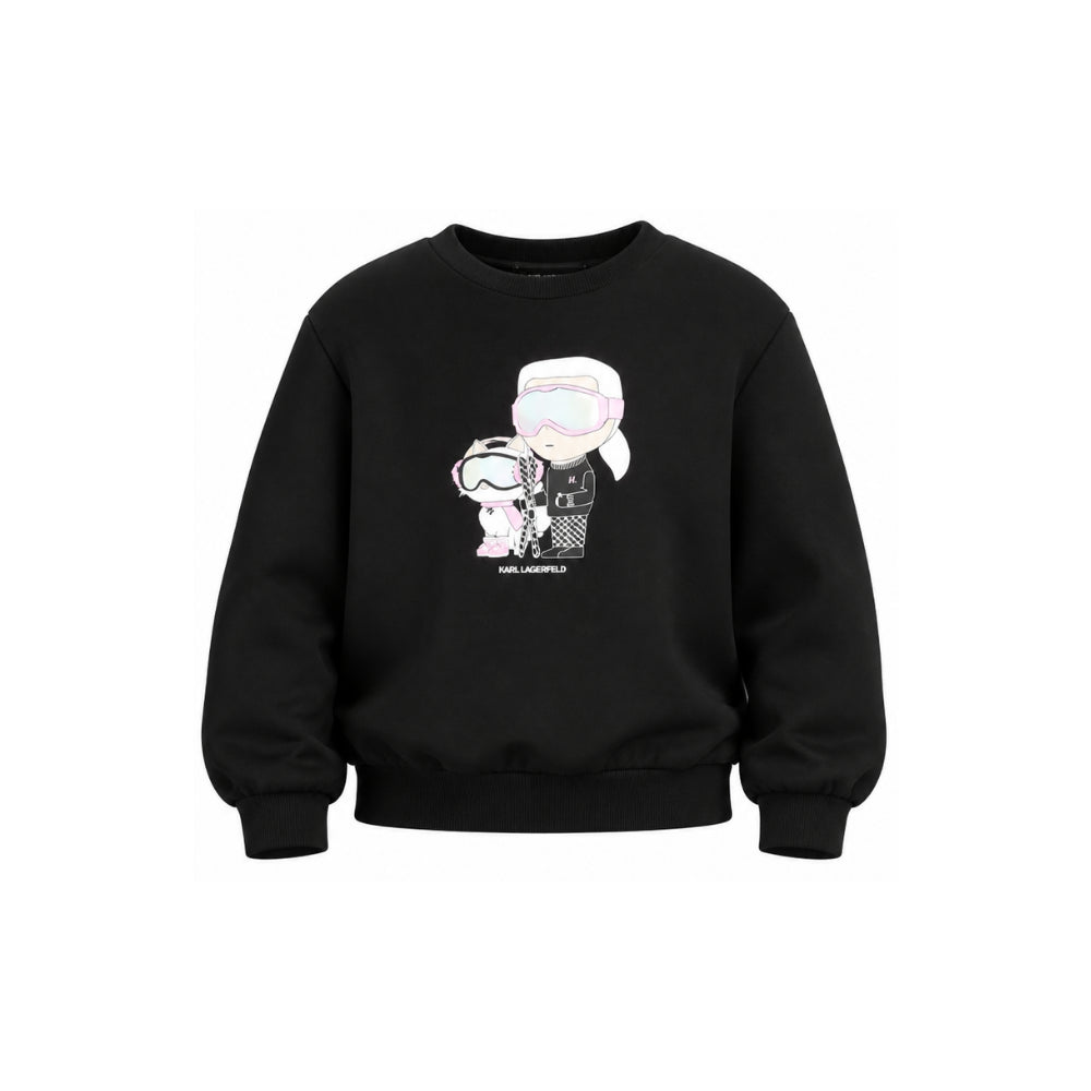 Felpa per bambina Karl Lagerfeld Kids nera con stampa grafica Z31318 09B KARL LAGERFELD KIDS