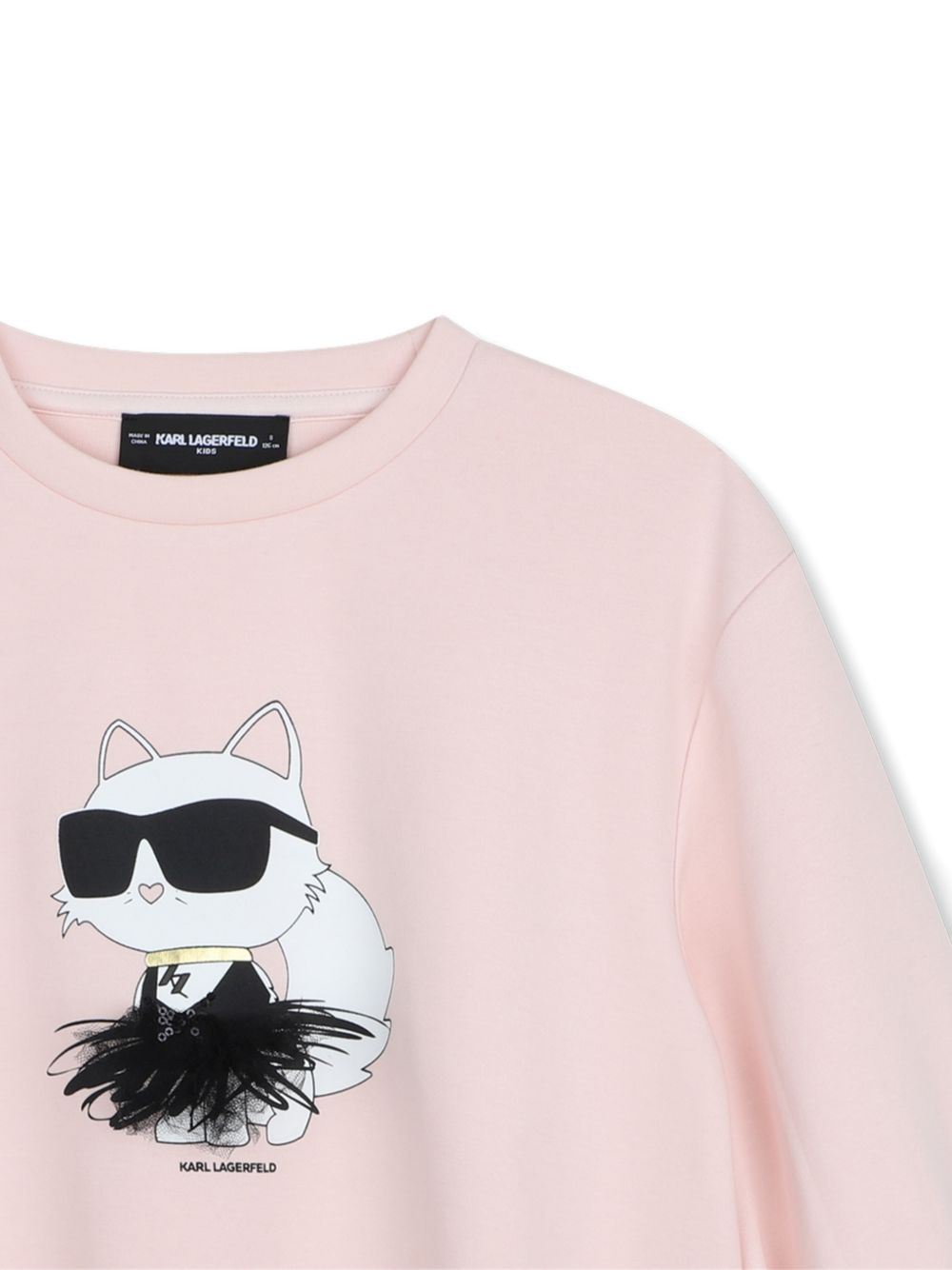 Felpa per bambina Karl Lagerfeld Kids rosa con stampa Choupette Z31318 471 KARL LAGERFELD KIDS