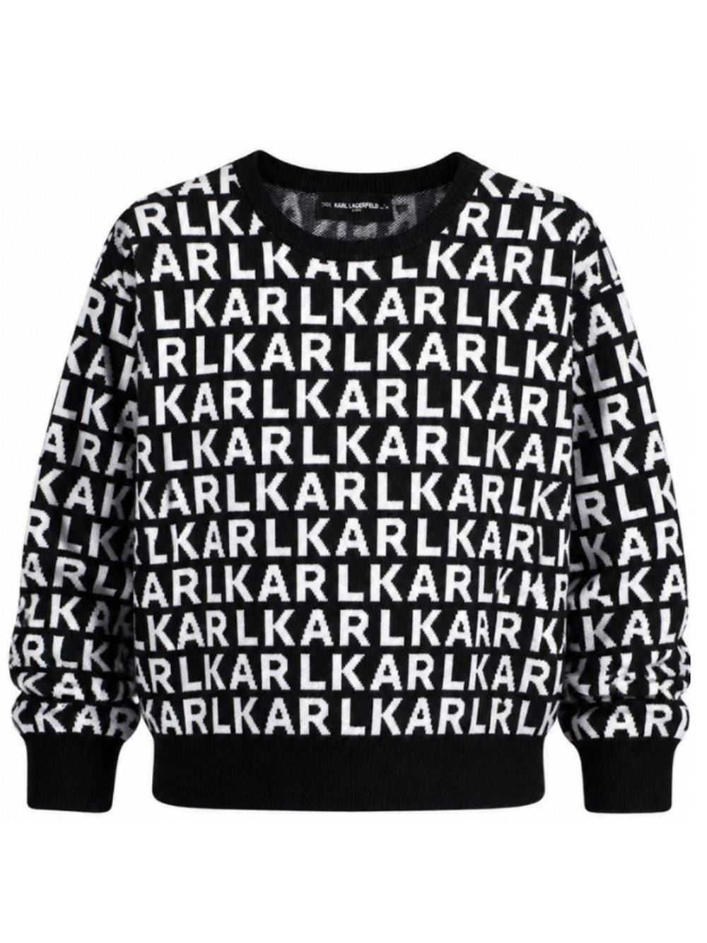 Maglione per bambina Karl Lagerfeld Kids nero con logo all-over Z31325 M41 KARL LAGERFELD KIDS