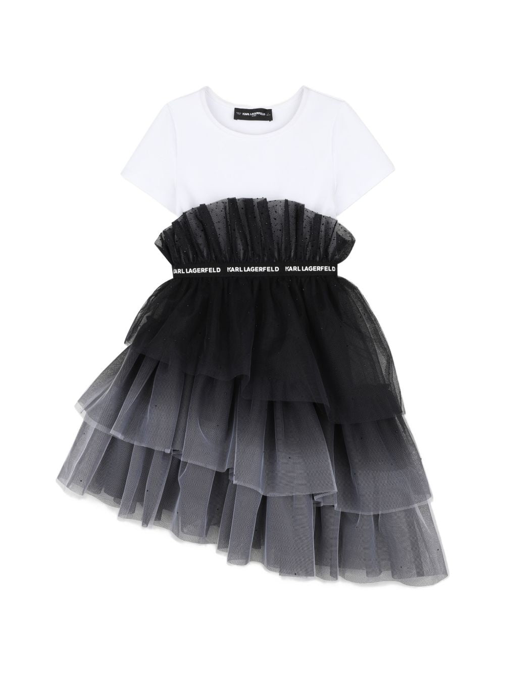 Abito per bambina Karl Lagerfeld Kids bianco e nero con ruches Z31326 N50 KARL LAGERFELD KIDS