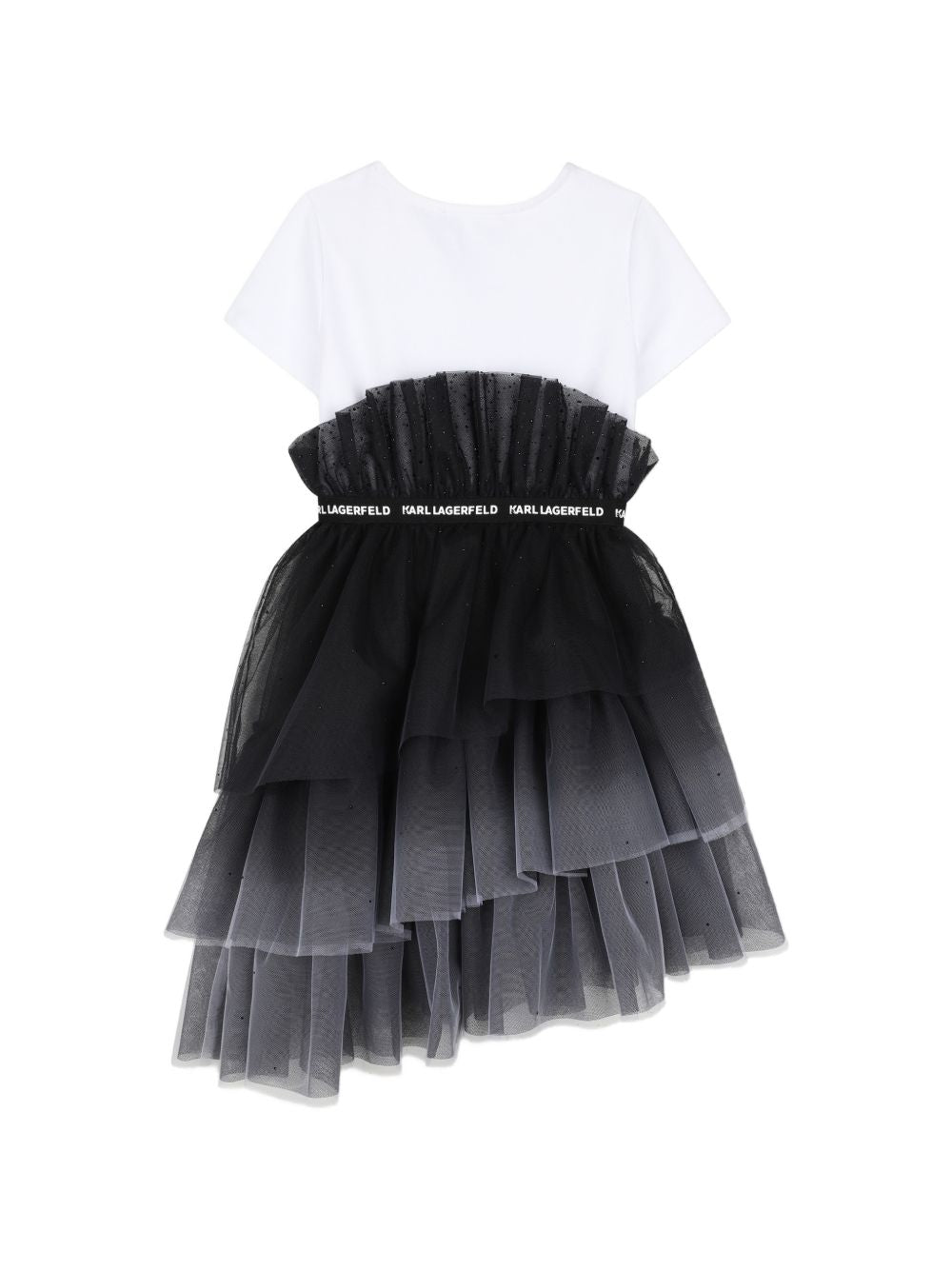 Abito per bambina Karl Lagerfeld Kids bianco e nero con ruches Z31326 N50 KARL LAGERFELD KIDS