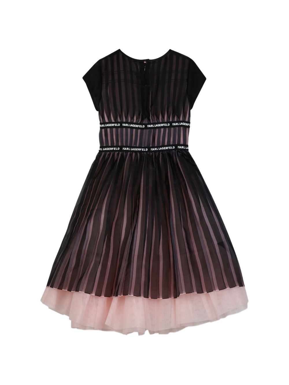 Abito per bambina Karl Lagerfeld Kids nero e rosa con motivo plissettato Z31327 M94 KARL LAGERFELD KIDS
