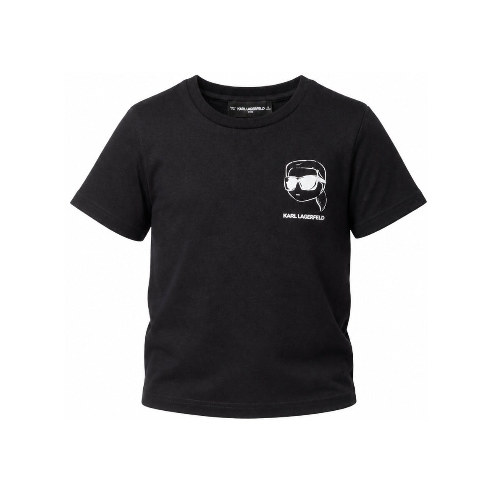 T-shirt per bambino Karl Lagerfeld Kids nera con stampa grafica Z31359 09B KARL LAGERFELD KIDS
