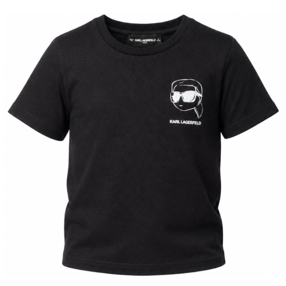 T-shirt per bambino Karl Lagerfeld Kids nera con stampa grafica Z31359 09B KARL LAGERFELD KIDS
